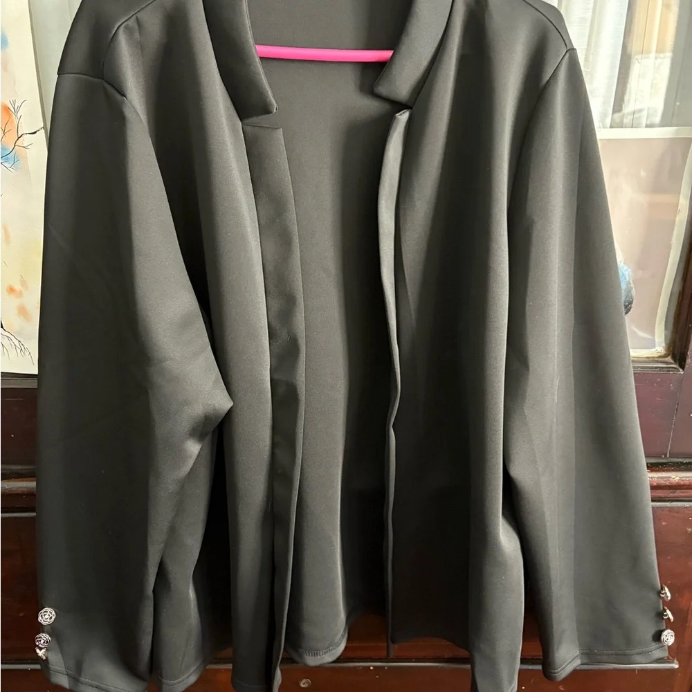Black Blazer with Silver Button Accents